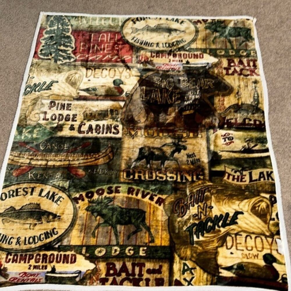 Regal Comfort Faux Fur Cashmere Fleece Large Plush Throw Blanket with Lodge Life